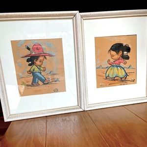 Original art native boy and girl with or without frames